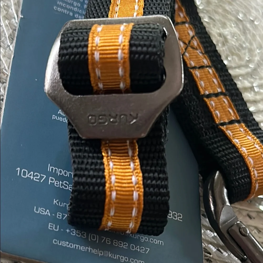NWT Kurgo Sporty Black and Orange Dog Direct to Seatbelt Tether